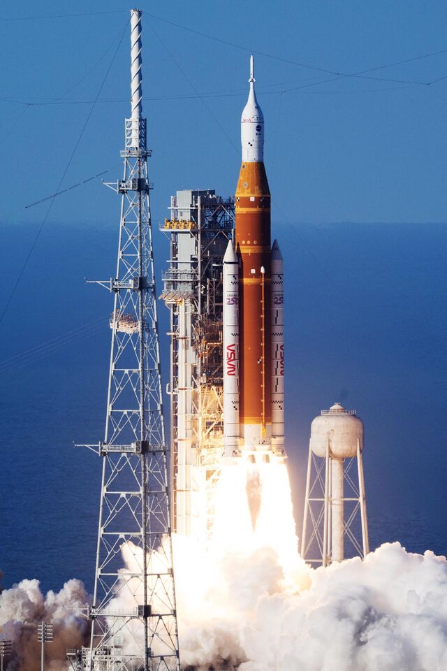 The spacecraft for the Artemis II mission blasts off from Florida's Kennedy Space Center on April 1.