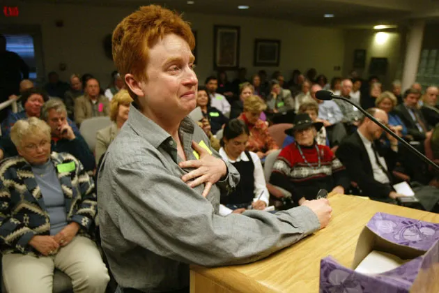 Lori Ellison at a special meeting of the Sandoval County Commission Feb. 23 in Bernalillo, New Mexico, after the county issued marriages licenses to same-sex couples that were later rendered invalid