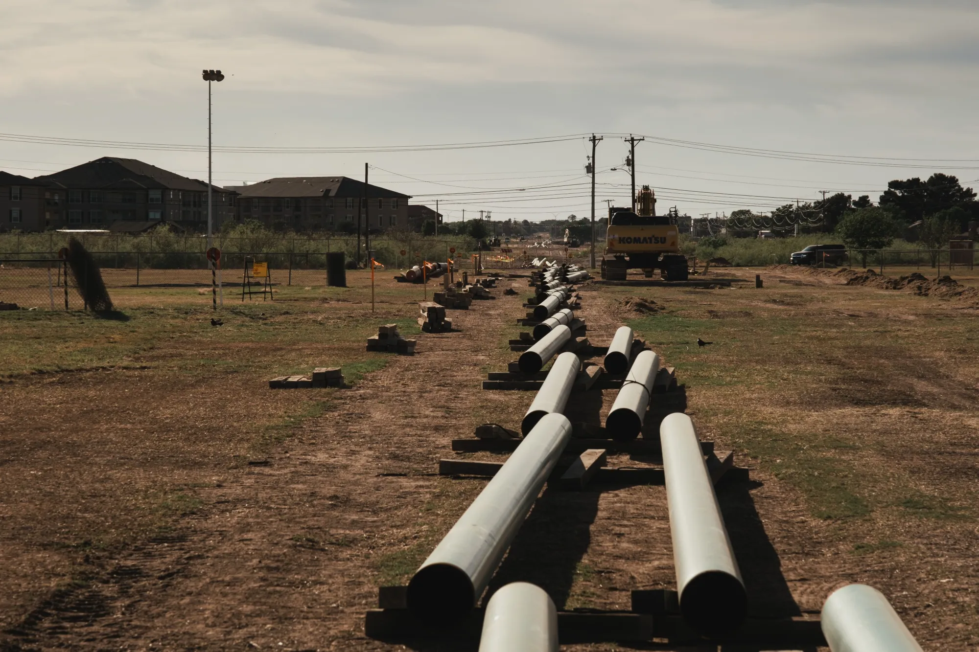 Oil pipeline construction materials&nbsp;in Midland, Texas.