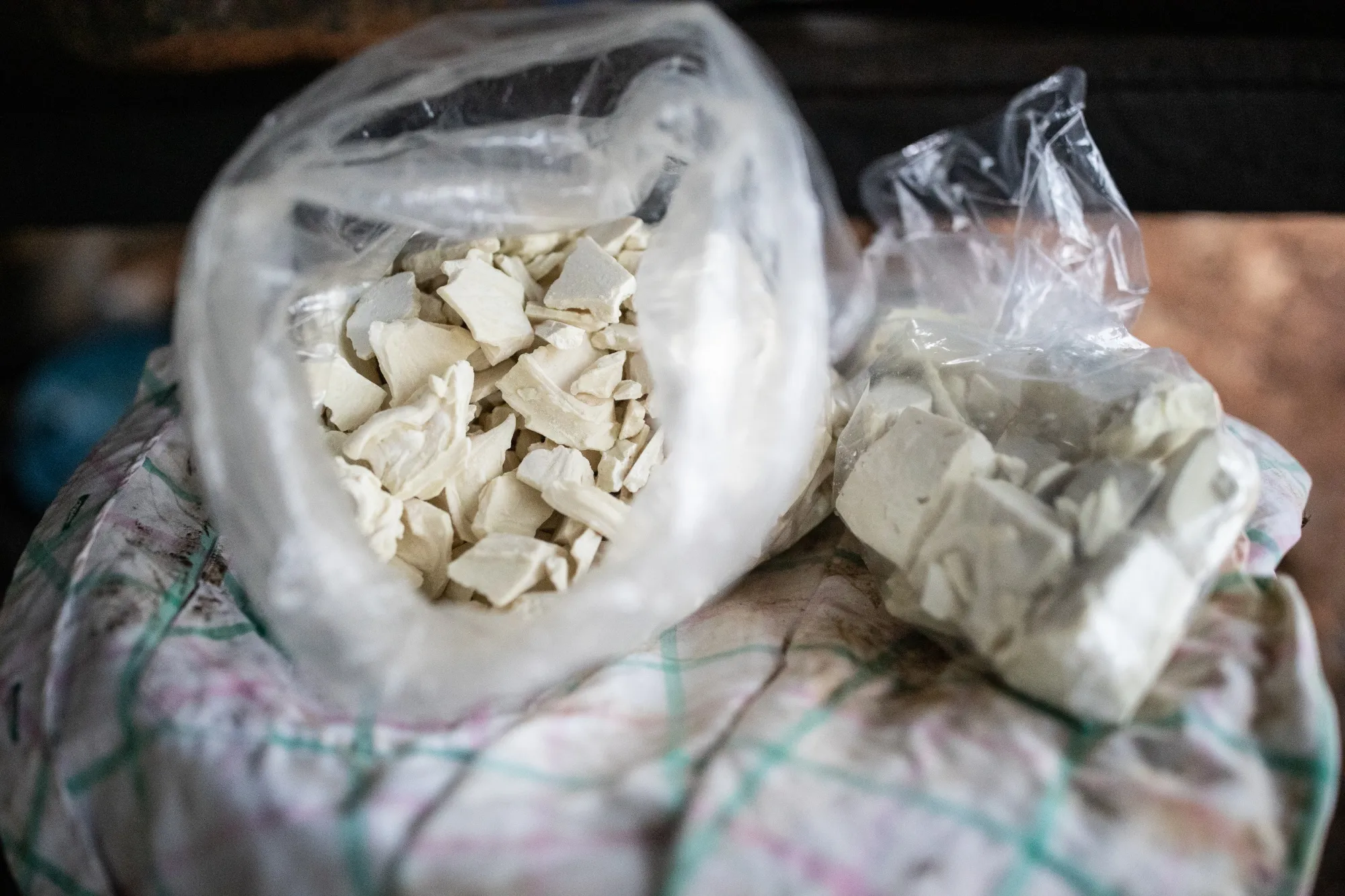 Bags of coca paste in Colombia’s Guaviare province.