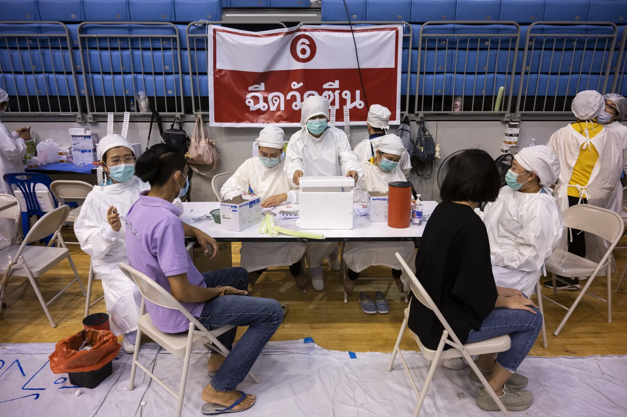 A vaccination site inside a sport stadium in Phuket on April 22.