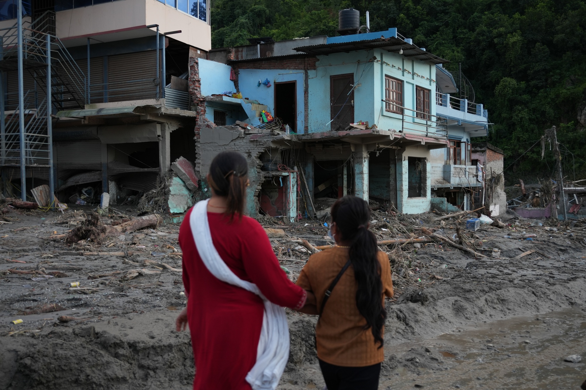 A house damaged by flash floods in Devighat, Nuwakot, Nepal.