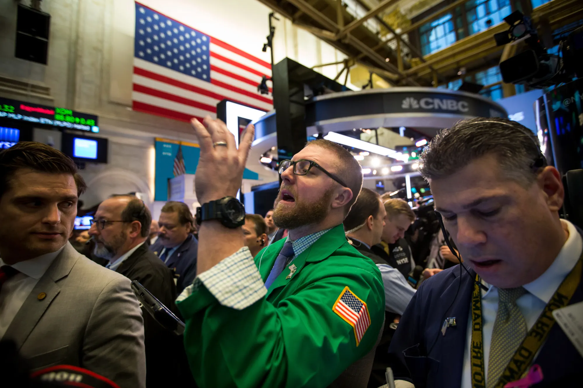 Trading On The Floor Of The NYSE As Dollar Stays Lower After GDP 
