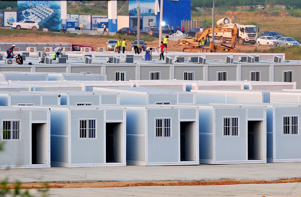 An isolation center with 1,000 temporary quarantine rooms under construction at Ruifeng Industrial Park in Putian, Fujian Province, China, on Sept. 27.