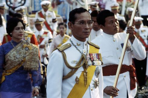 King Bhumibol Adulyadej and Queen Sirikit in Bangkok, 1984.