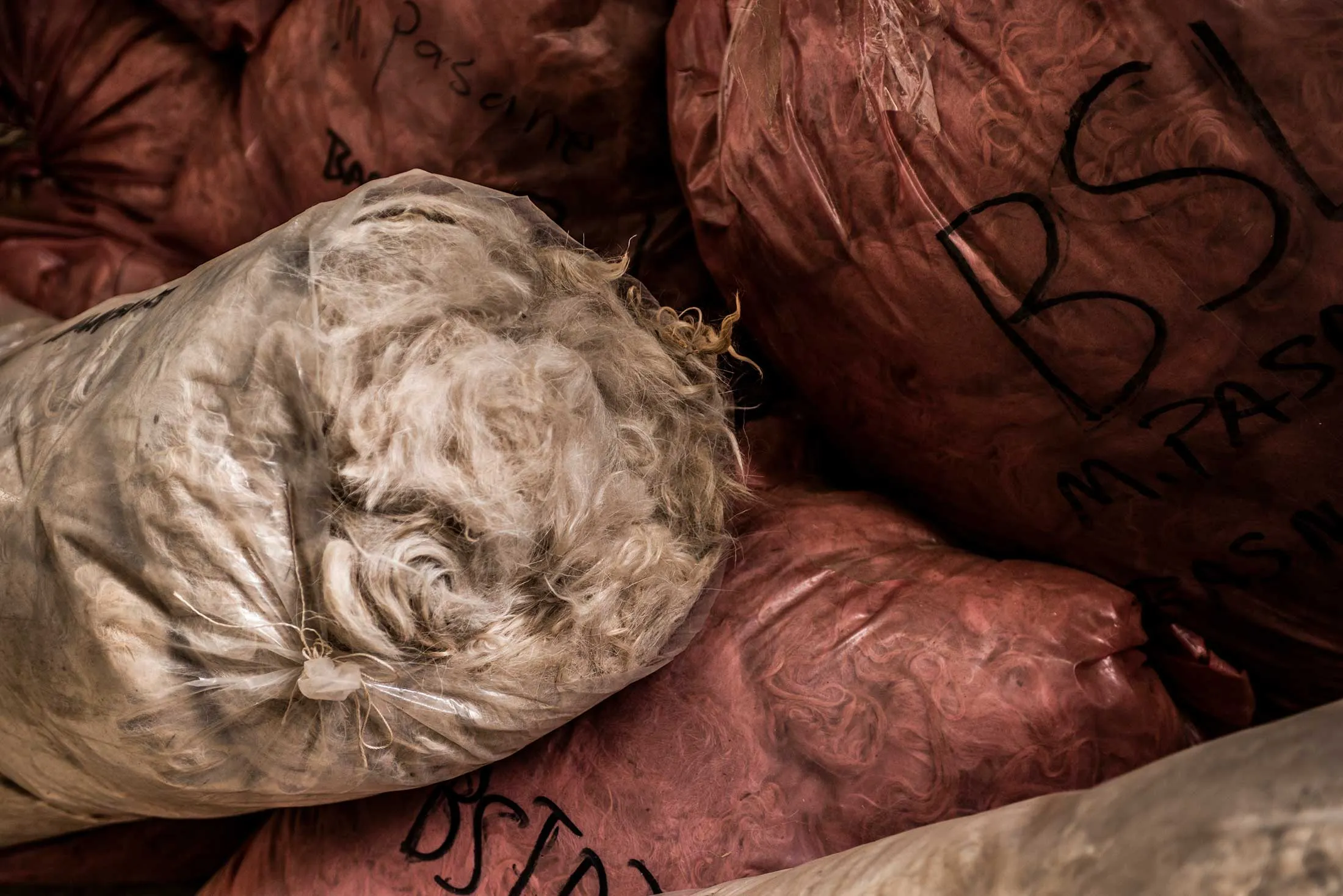 A mohair bale at the Lesotho Wool Centre.
