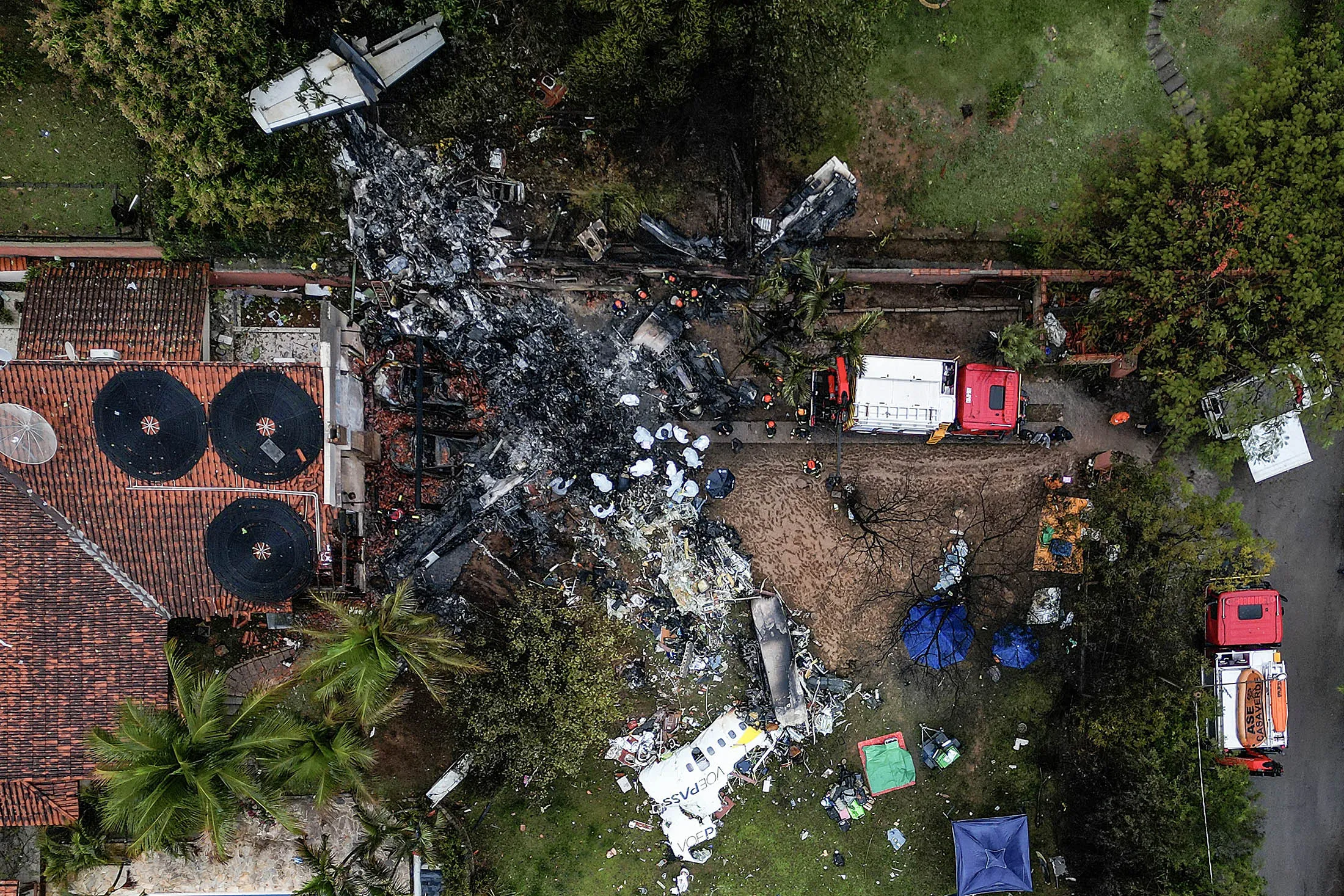 The wreckage of an airplane that crashed&nbsp;in Vinhedo, Sao Paulo State, Brazil, on Aug.&nbsp;10.