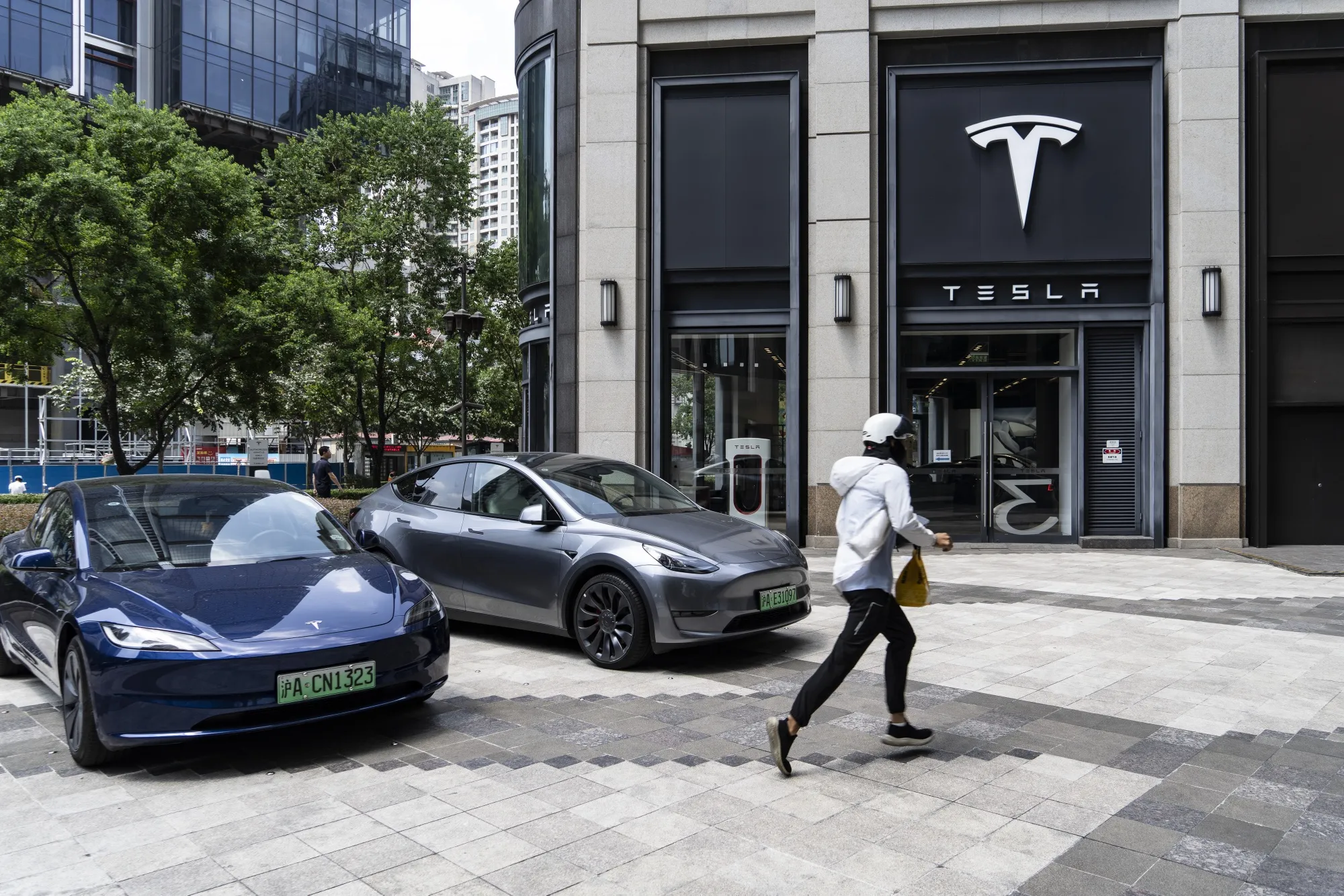 A Tesla showroom in Shanghai.