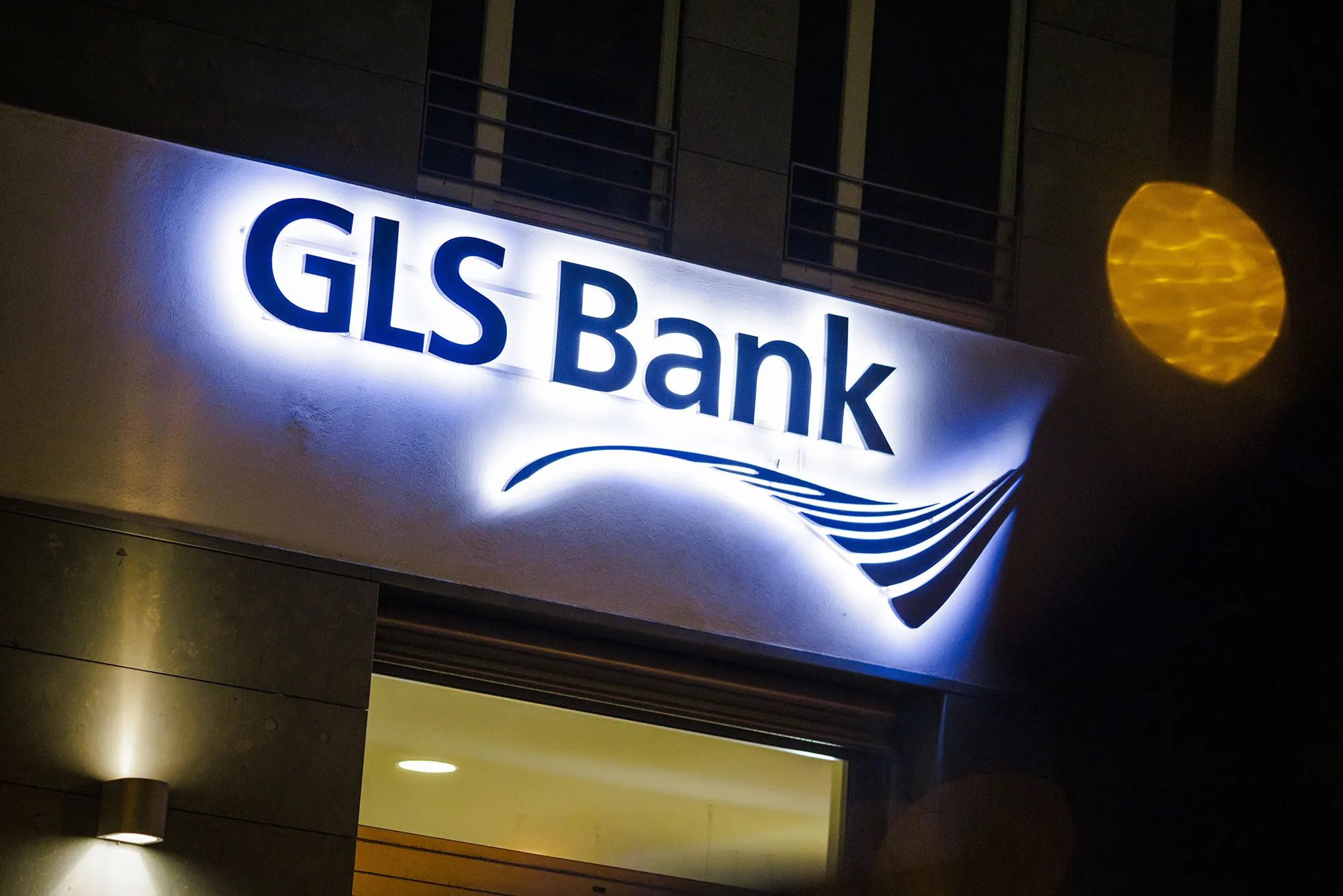 GLS Bank logo in Berlin, Germany.