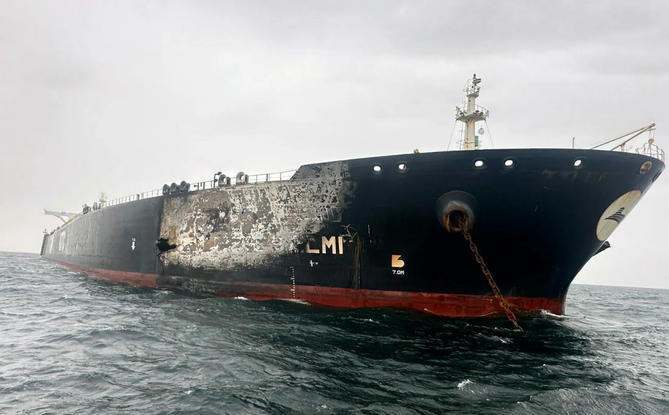 The damaged Al-Salmi oil tanker on March 31.