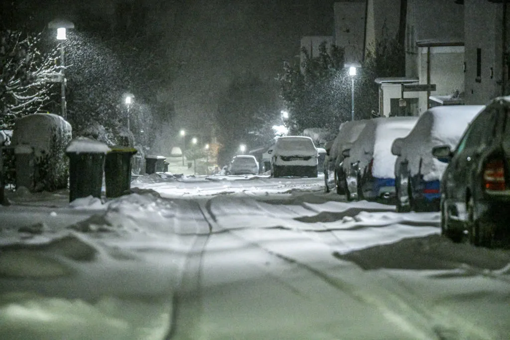 Snow covers streets in a town in&nbsp;Baden-Württemberg, Nov. 22.