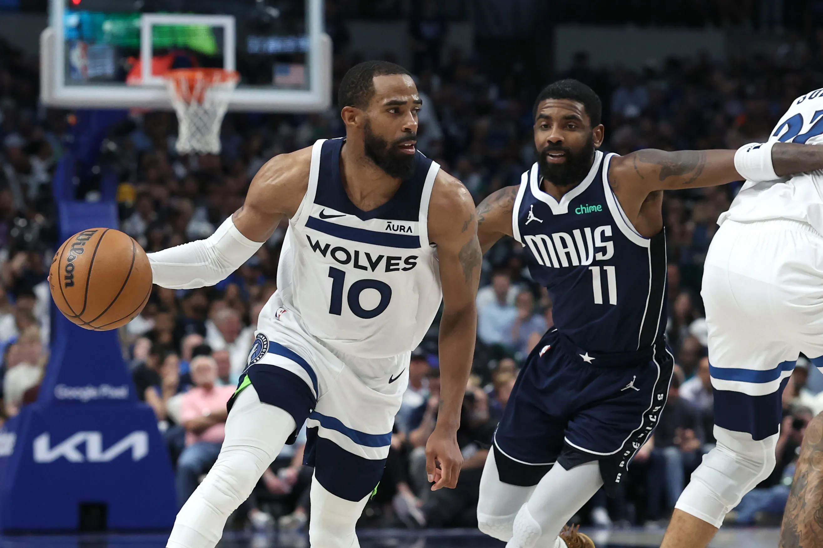 Mike Conley #10 of the Minnesota Timberwolves&nbsp;during the third quarter in Game Four of the Western Conference Finals on May 28.