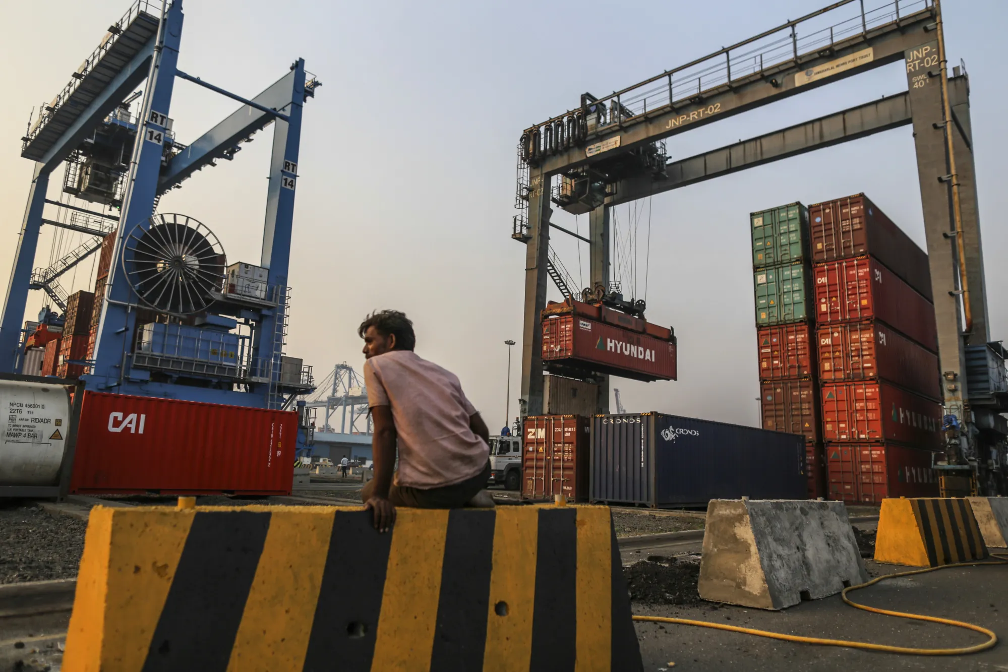 Shipping containers at the Jawaharlal Nehru Port in Navi Mumbai, India.