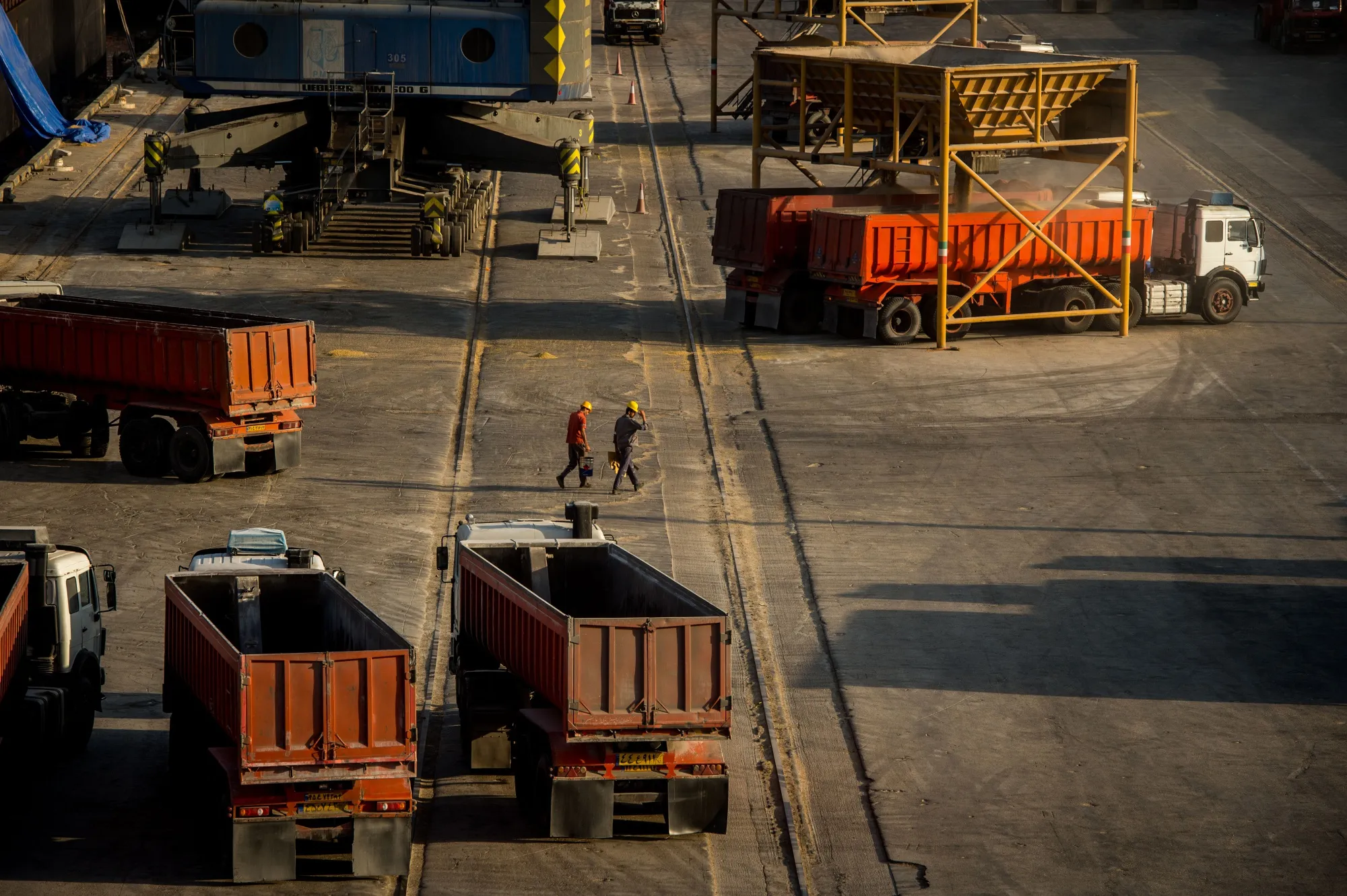 Grain processing operations at Bandar Imam Khomeini port in Iran.