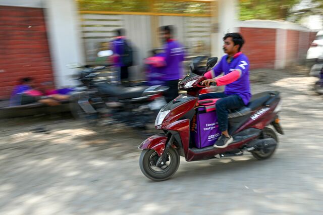 A Zepto delivery rider in Gurugram. Photographer: Prakash Singh/Bloomberg