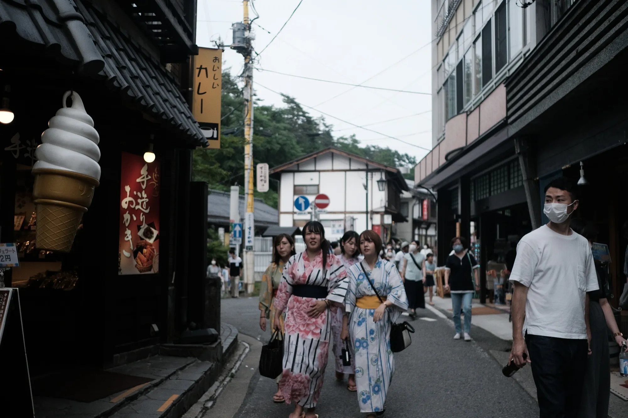 People at the Kusatsu Onsen resort in Kusatsu, Japan.