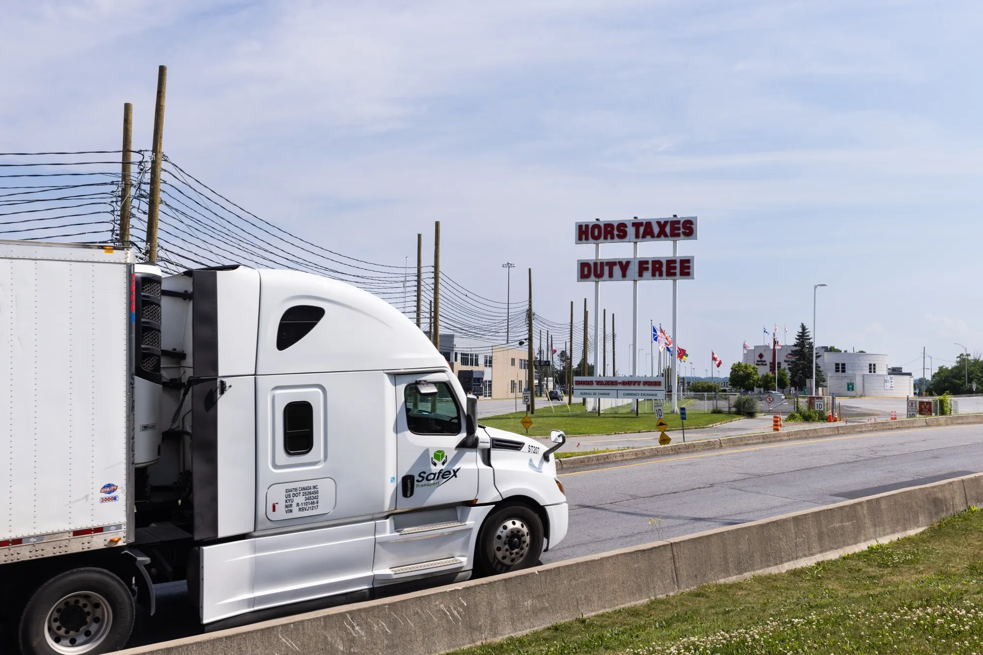A truck at the Canada-US border in St-Bernard-de-Lacolle, Quebec, on July 12.