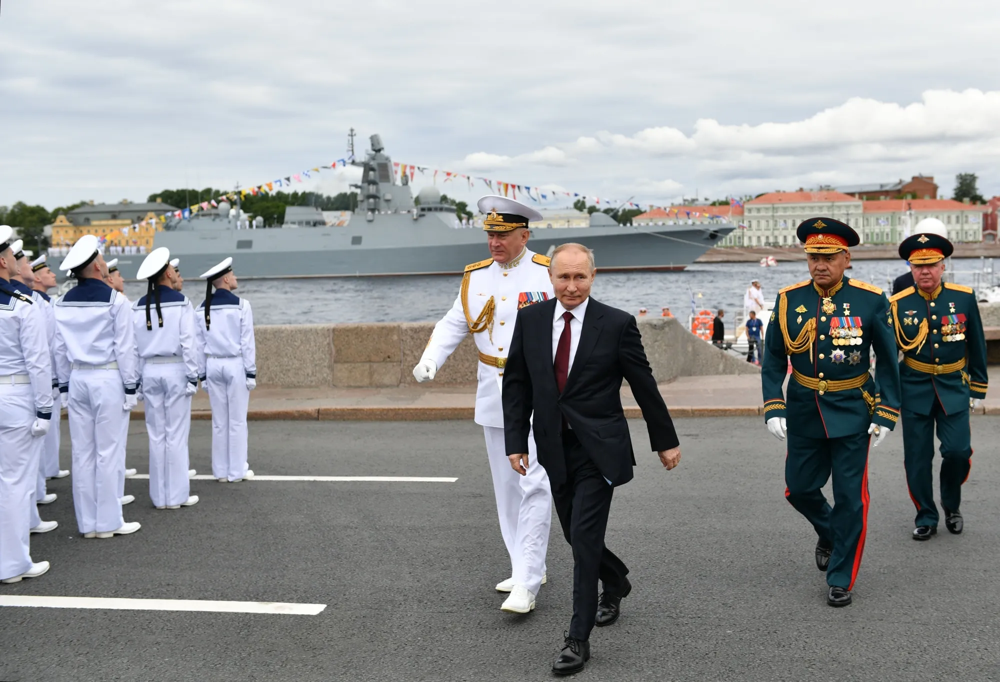 Vladimir Putin arrives for the Navy Day parade in St. Petersburg on July 25.