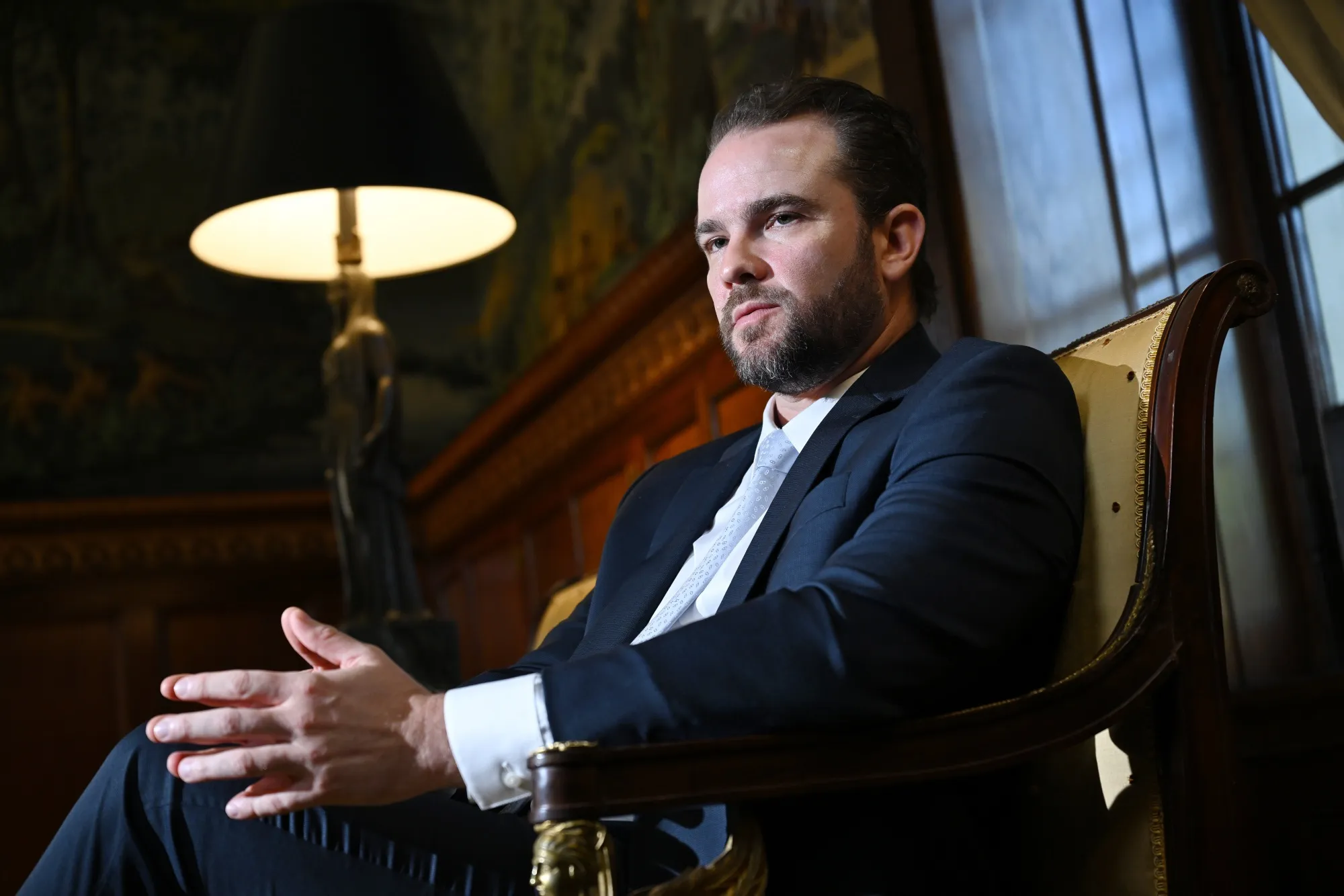 Dario Durigan speaks during an interview at Brazil’s embassy in Washington on April 14.