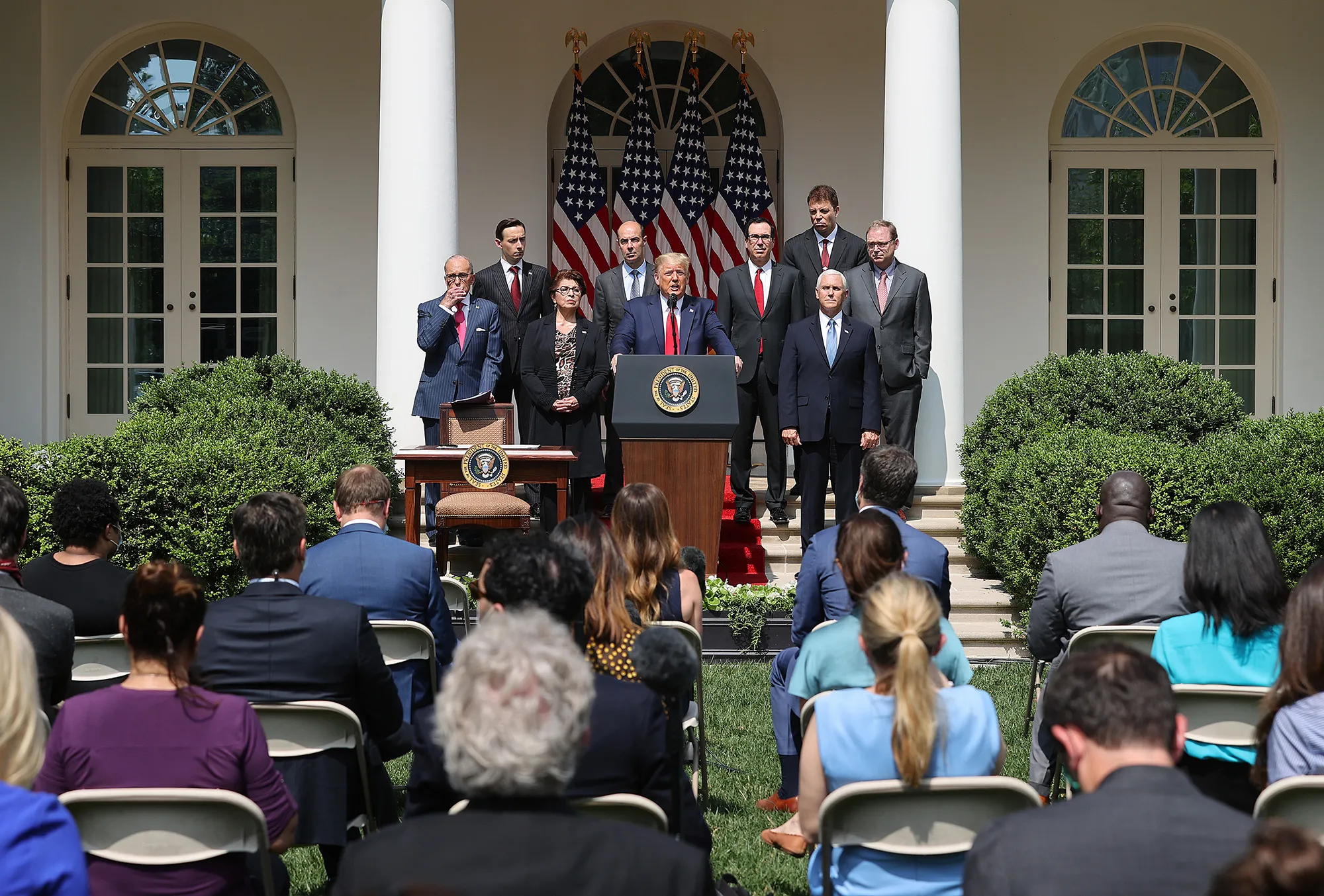 Donald Trump speaks in the Rose Garden at the White House on June 5.