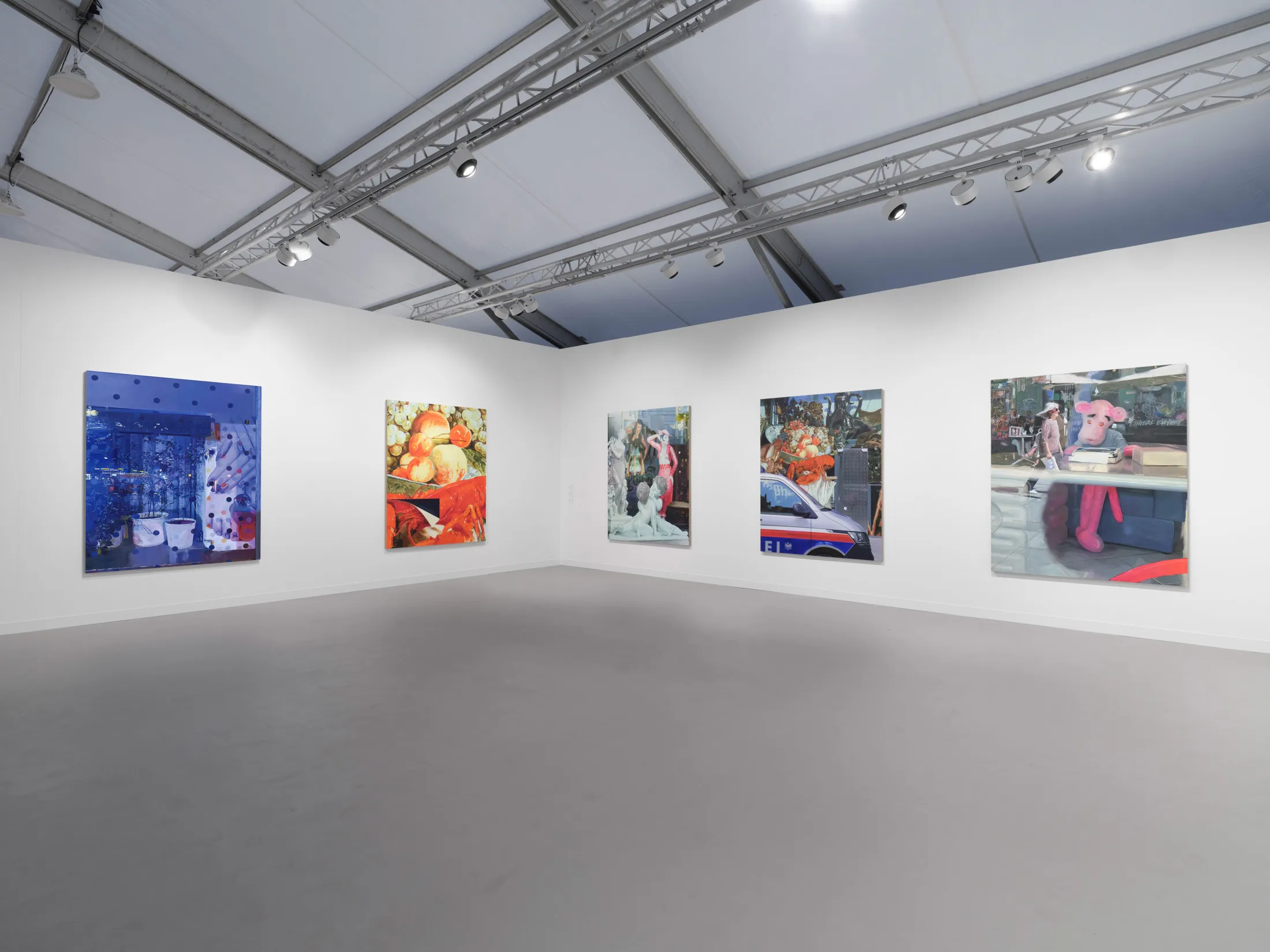 Lisson Gallery’s booth at Frieze London features&nbsp;new paintings by the artist Van Hanos.