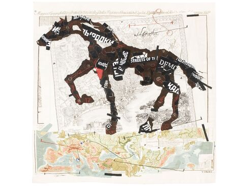 Streets of the City from 2009, a woven tapestry with embroidery.