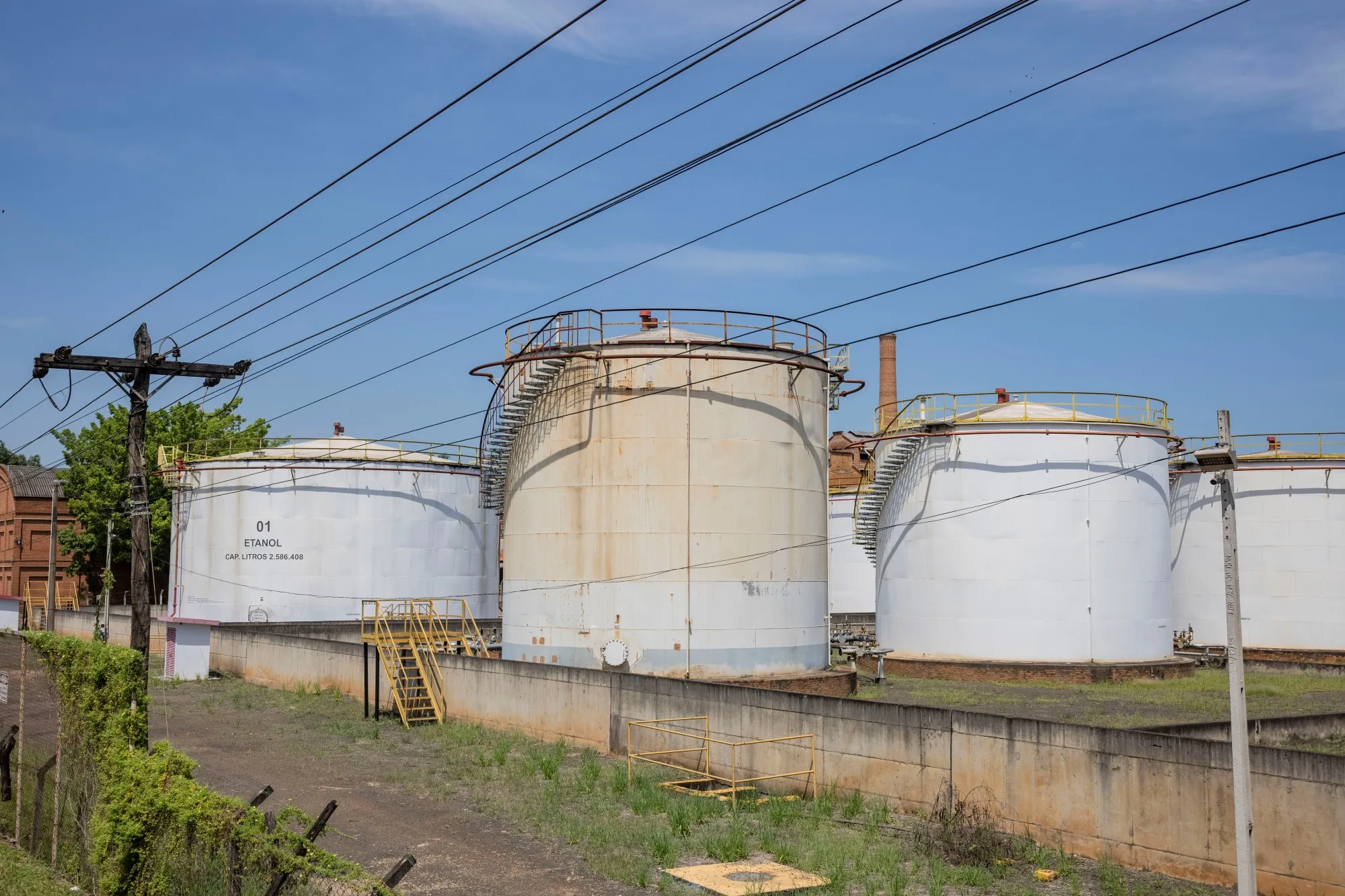 Storage containers at an&nbsp;ethanol processing facility in Piracicaba, Sao Paulo state, Brazil.