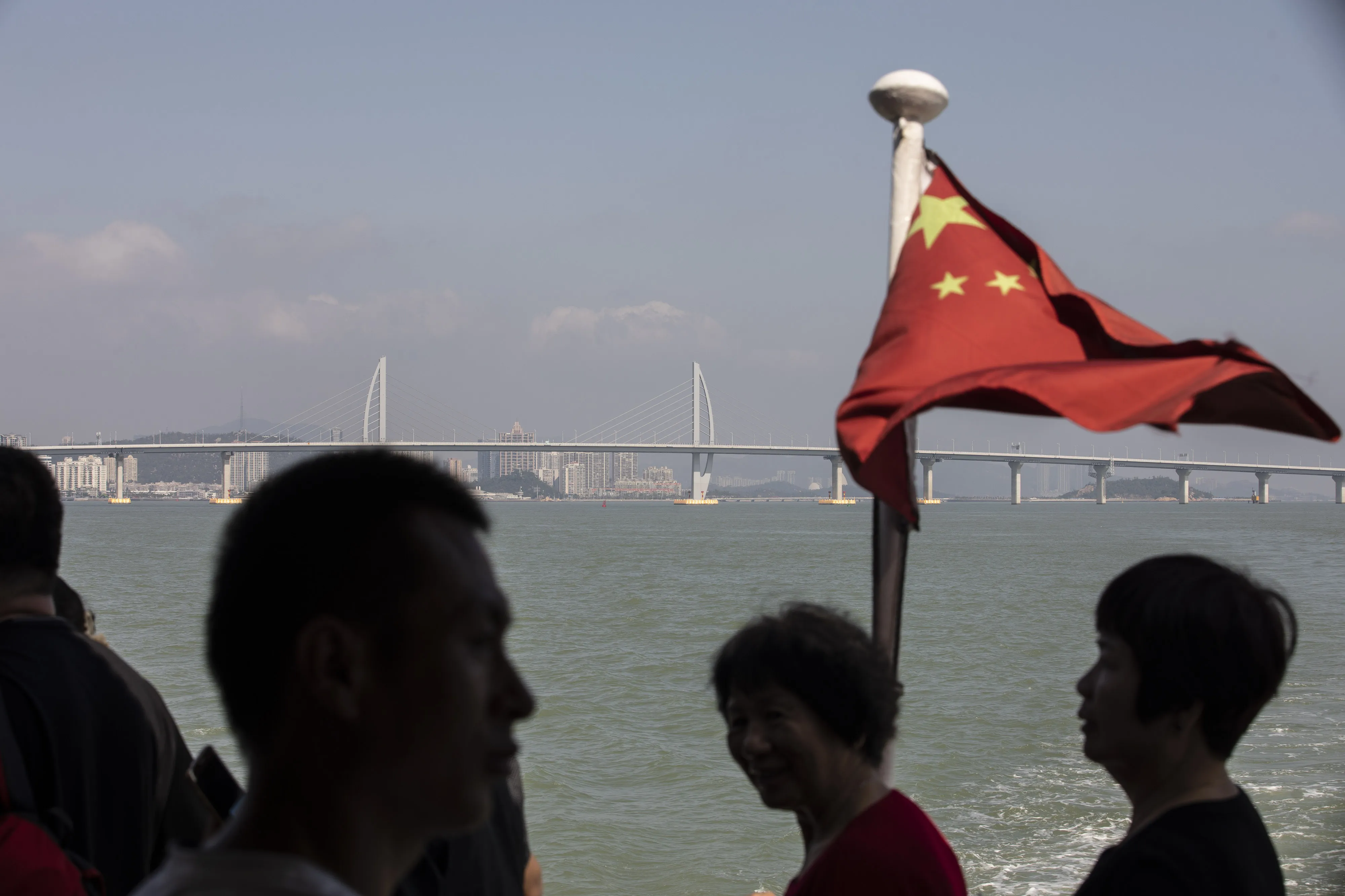 The Hong Kong-Zhuhai-Macau Bridge stands in the distance in Zhuhai, China on Oct. 22, 2018.