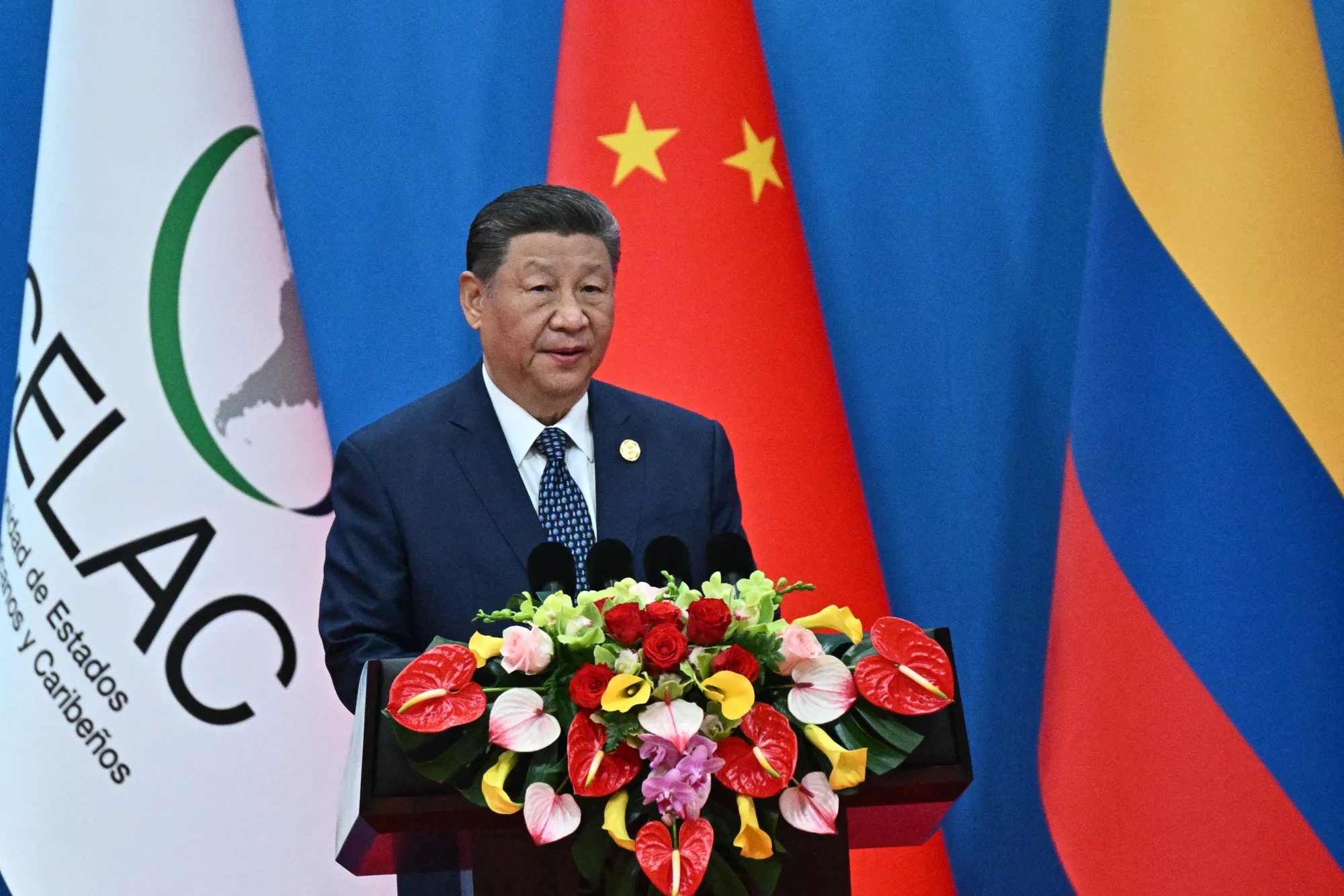 Xi Jinping speaks during the opening ceremony of the Fourth Ministerial Meeting of the Forum of China and Community of Latin American and Caribbean States (CELAC)&nbsp;in Beijing on May 13.