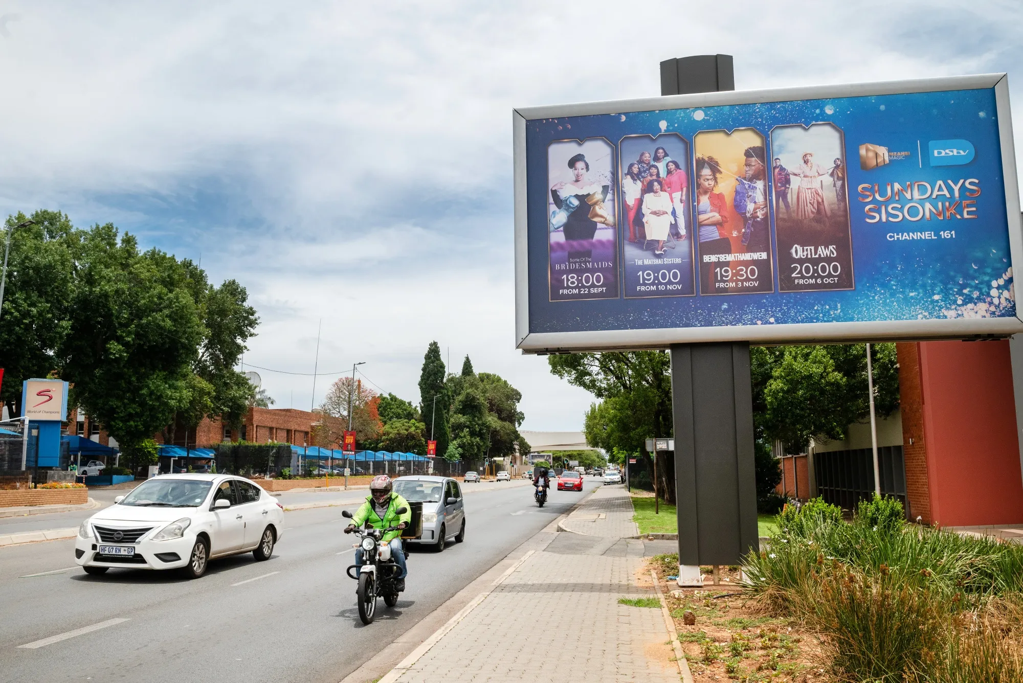 A billboard advertising MultiChoice programs in Johannesburg.