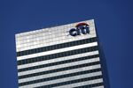 Citigroup inc. signage is displayed on the Citigroup Center in Los Angeles, California, U.S.