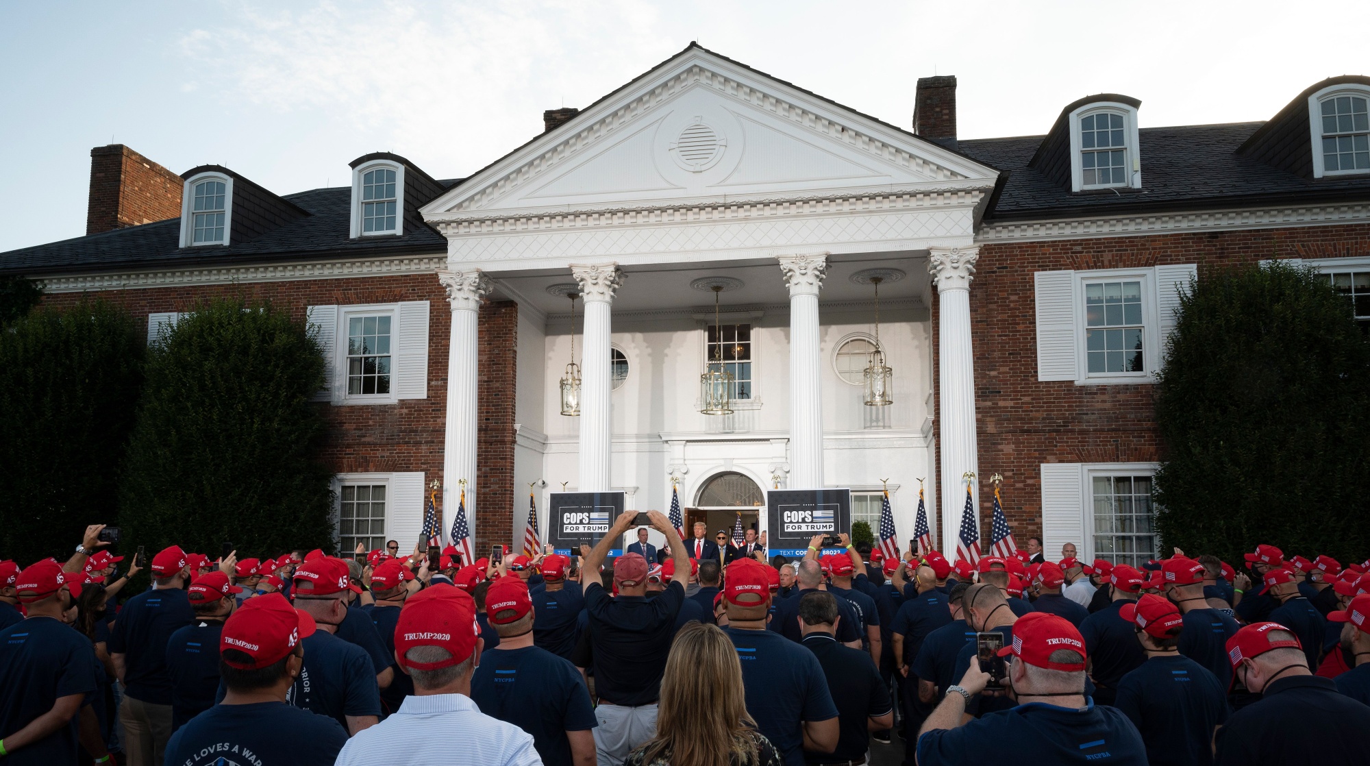 Donald Trump delivers remarks to the City of New York Police Benevolent Association at the Trump National Golf Club in Bedminster, in Aug. 2020.&nbsp;
