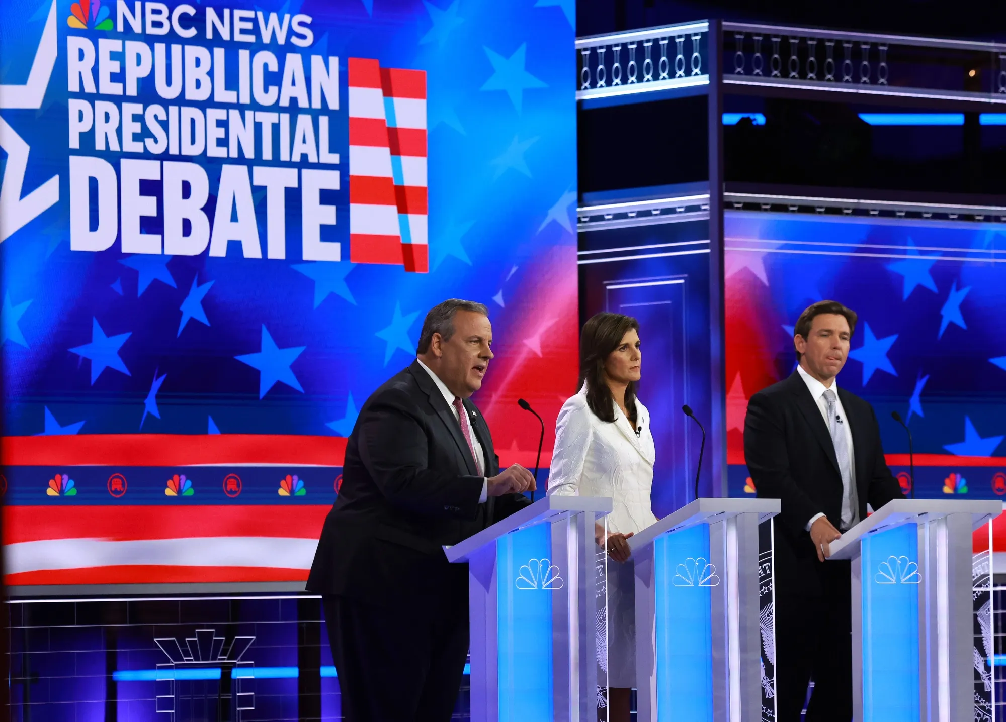 Chris Christie speaks during the primary debate on Nov. 8.