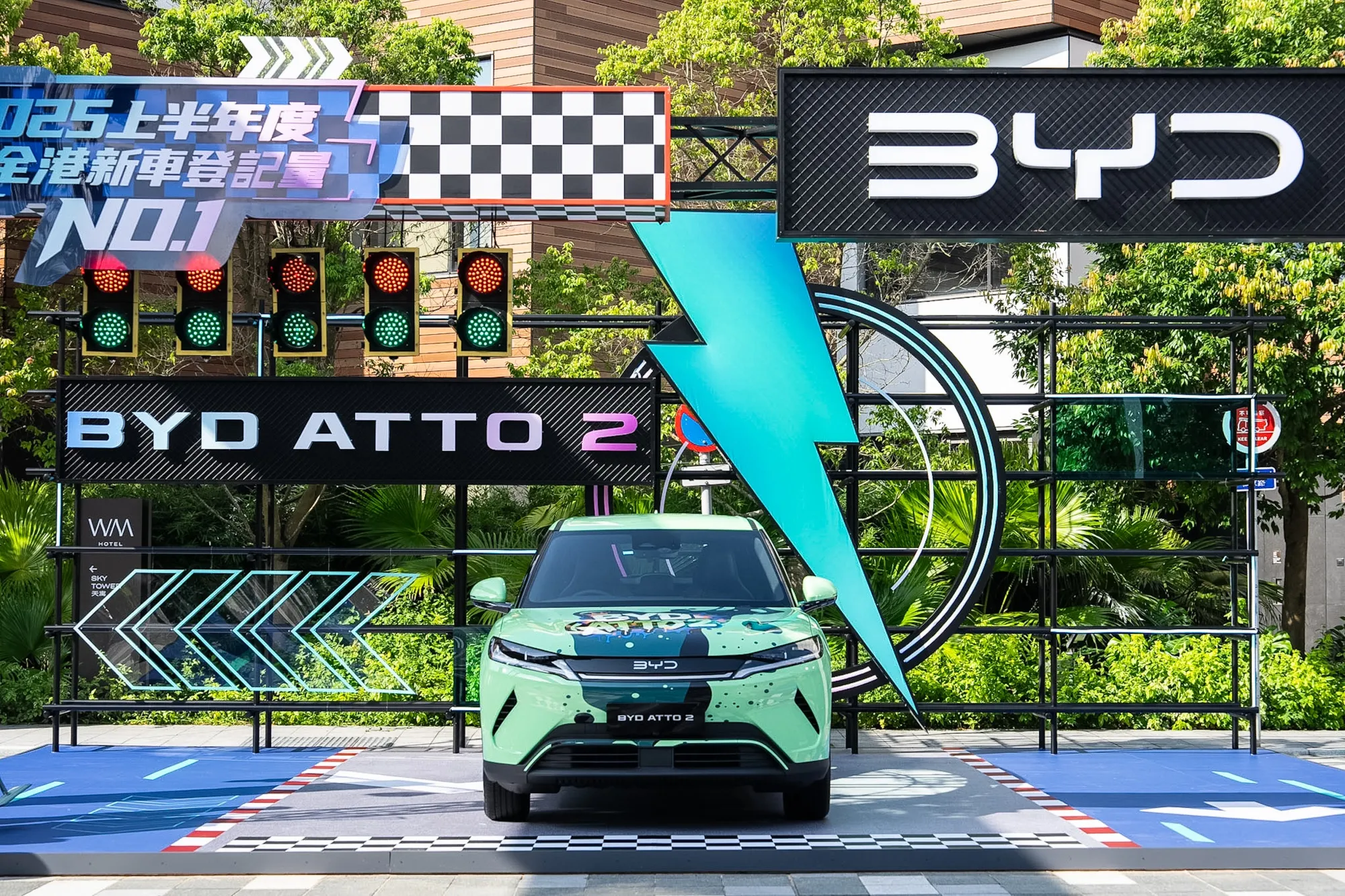 A BYD Atto 2 SUV at a launch event in Hong Kong on Aug. 8.