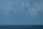 Artillery flares are fired in the sky during&nbsp;Taiwan's live-fire drill on Aug. 9,&nbsp;2022.