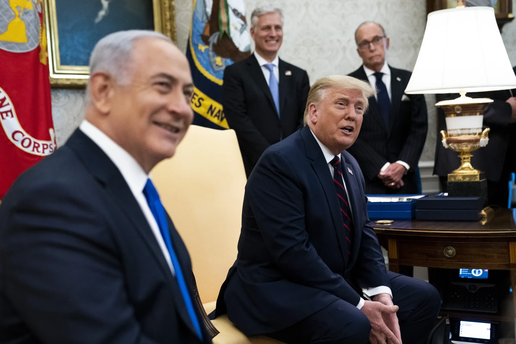 Donald Trump&nbsp;meets with Benjamin Netanyahu at the White House in 2020.