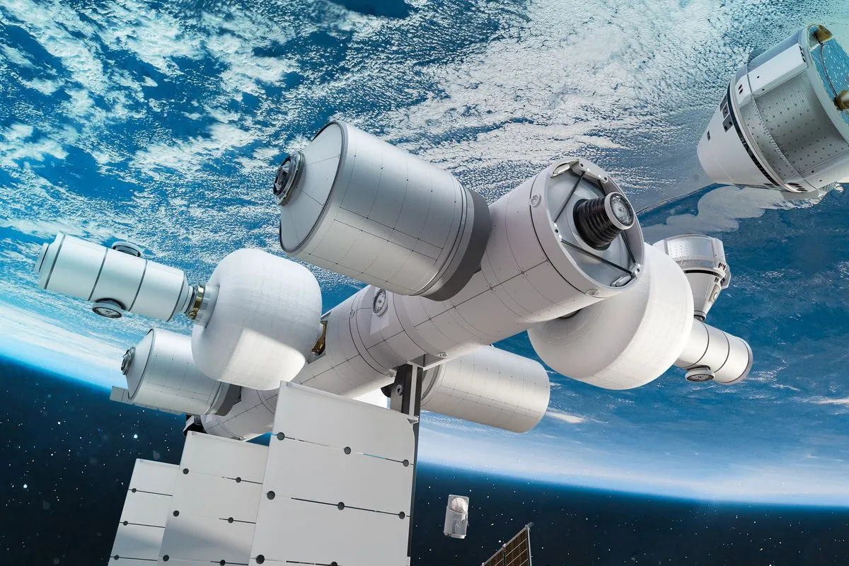 A&nbsp;rendering of Orbital Reef with one of Boeing’s Starliner vehicles visiting.&nbsp;