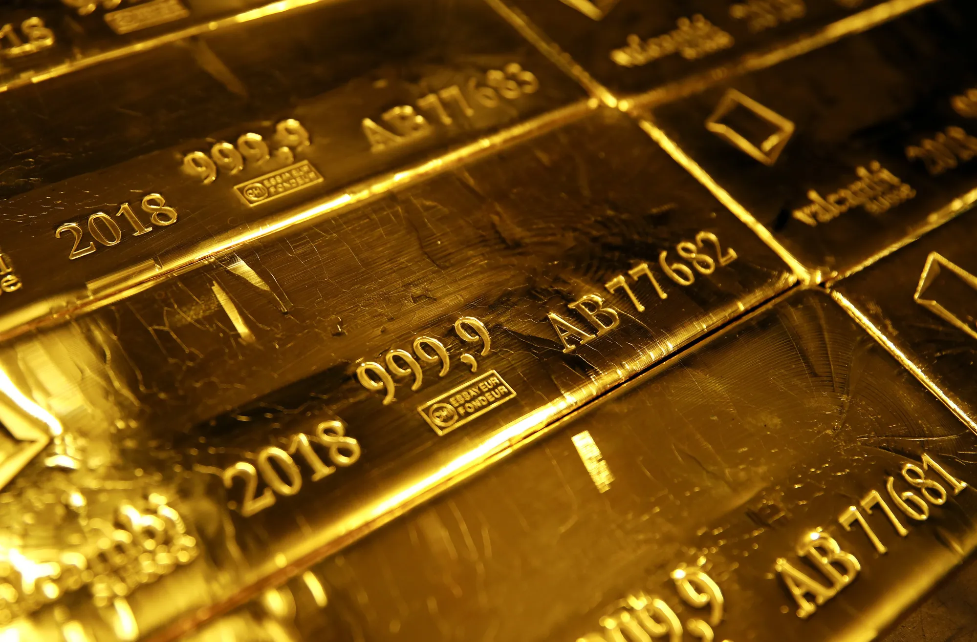 Gold bullion bars at a refinery in Balerna, Switzerland.