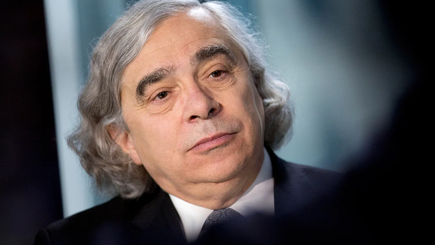 Ernest Moniz, U.S. energy secretary, listens to a question after a Bloomberg Television interview in Washington, D.C., U.S., on Monday, April 20, 2015.
