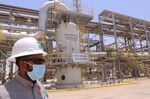 An employee at the Hawiyah Natural Gas Liquids Recovery Plant, operated by Saudi Aramco, in Hawiyah, Saudi Arabia.