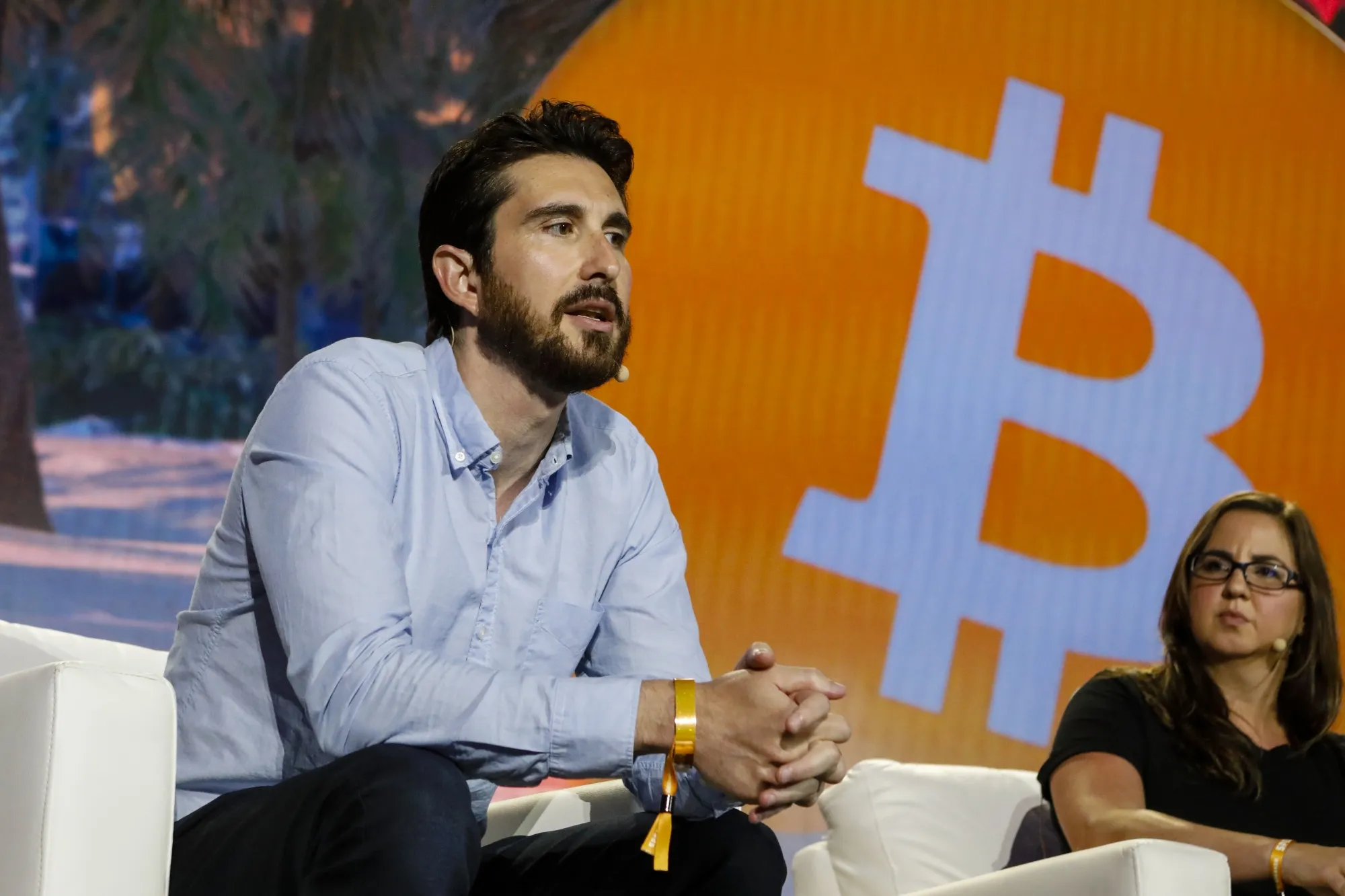Marco Santori speaks during the Bitcoin 2021 conference in Miami, Florida, on&nbsp;June 4.&nbsp;