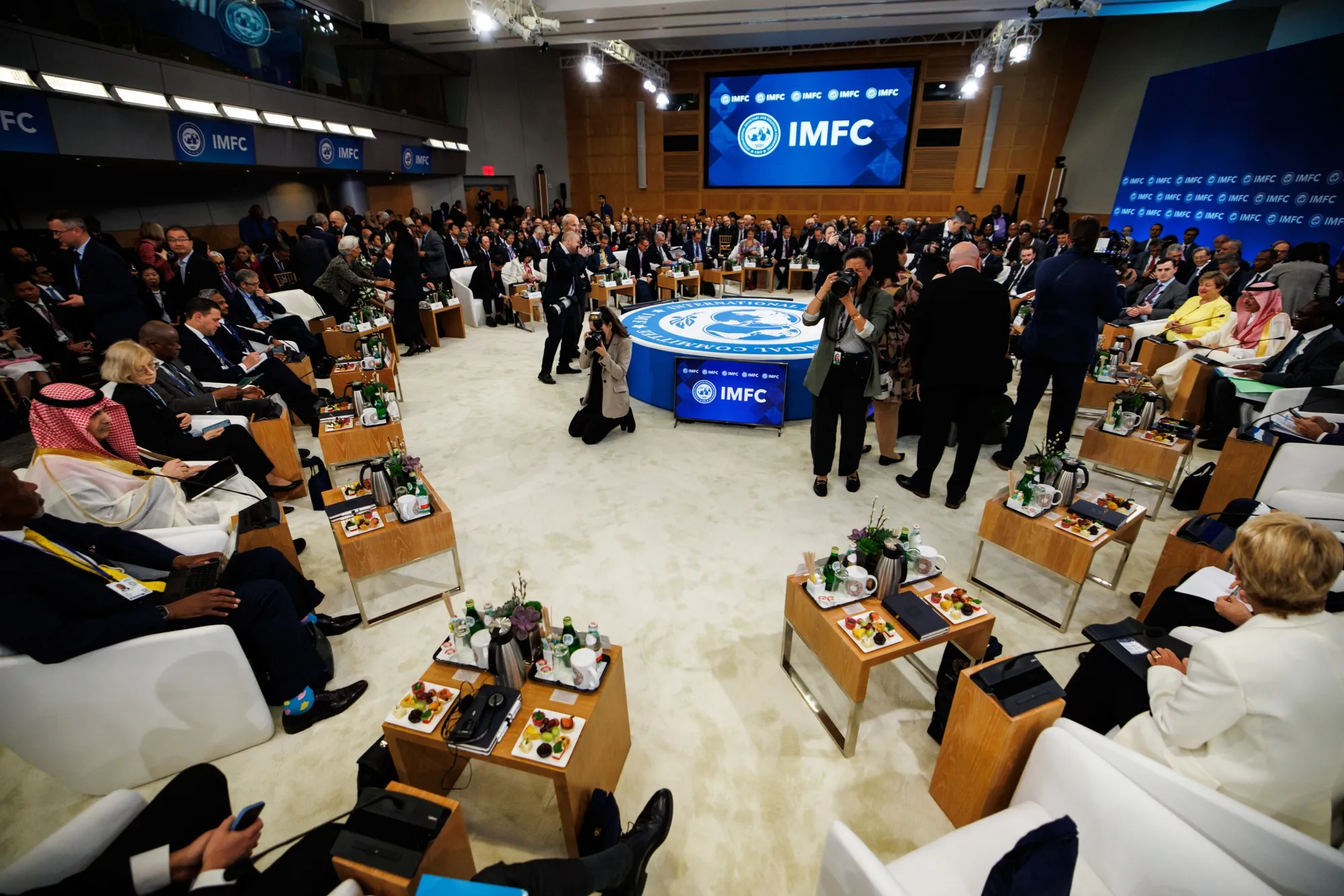 Signage at the IMFC Plenary Session during the International Monetary Fund and World Bank Spring meetings.