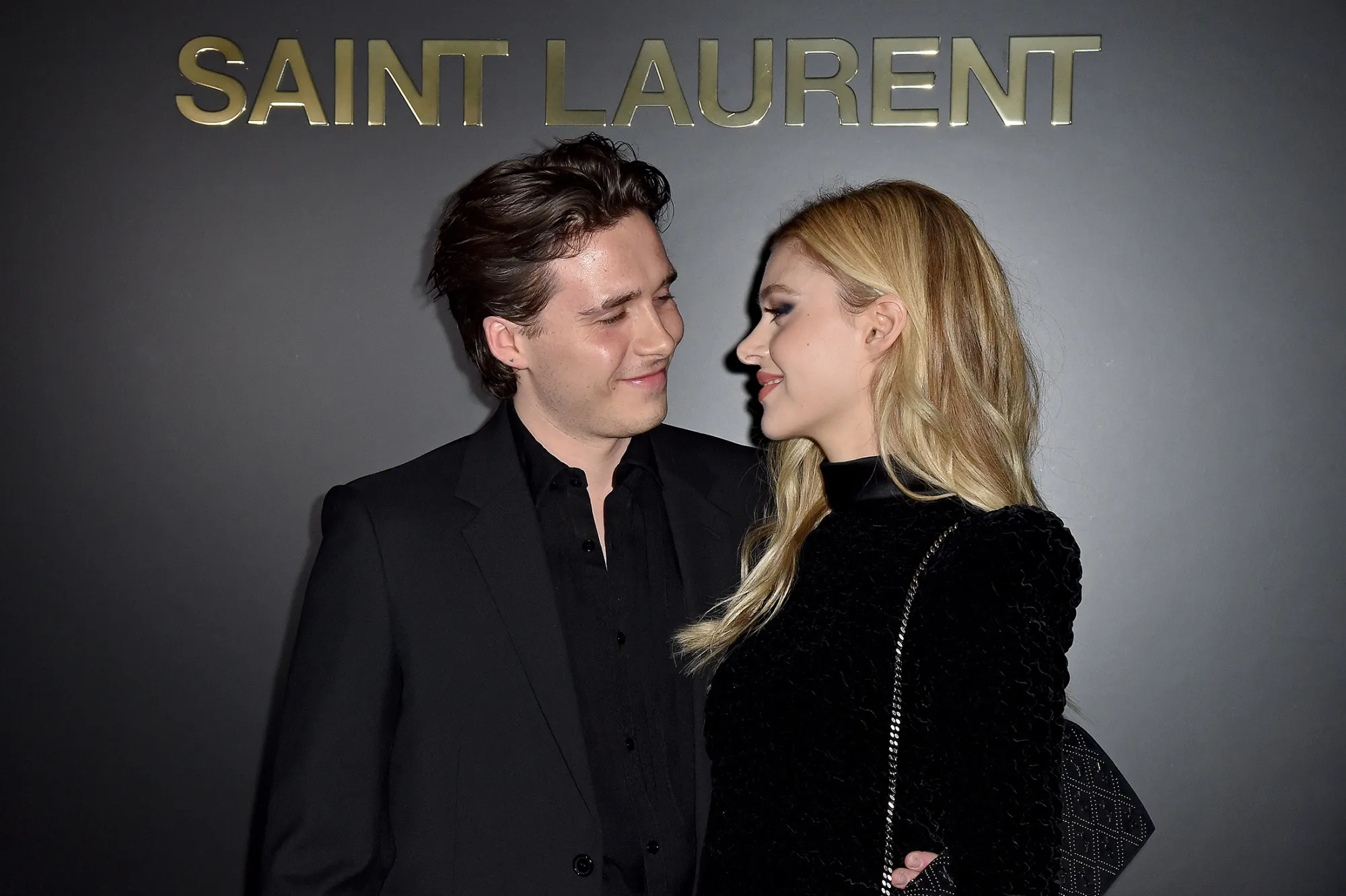 Brooklyn Beckham and Nicola Peltz attend the Saint Laurent show during he Paris Fashion Week on Feb.&nbsp;25.