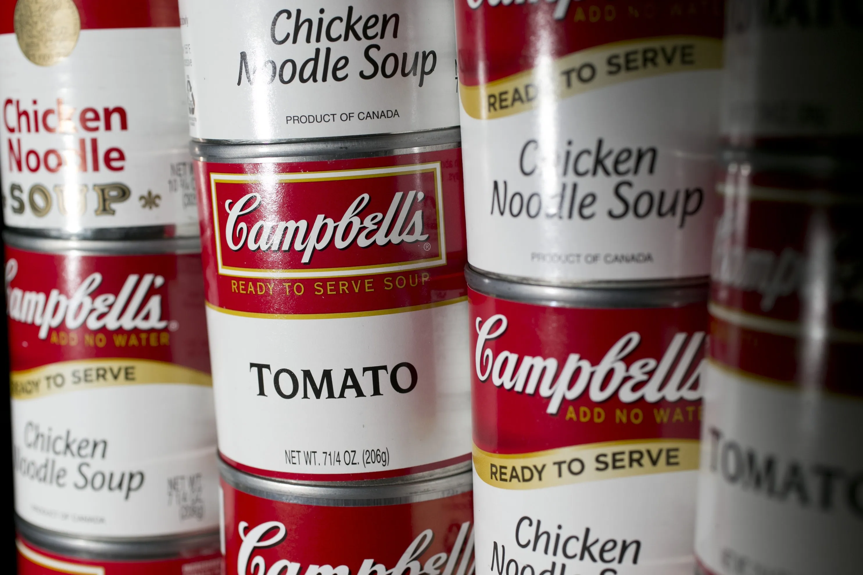 Cans of Campbell Soup Co. Campbell's brand products.
