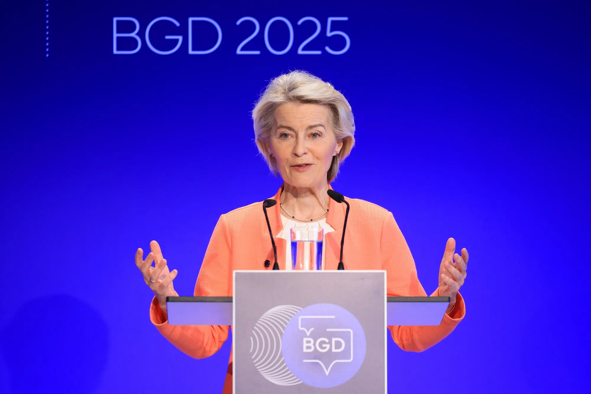 Ursula von der Leyen speaks at the Berlin Global Dialogue in Berlin, Germany, on Oct. 25.