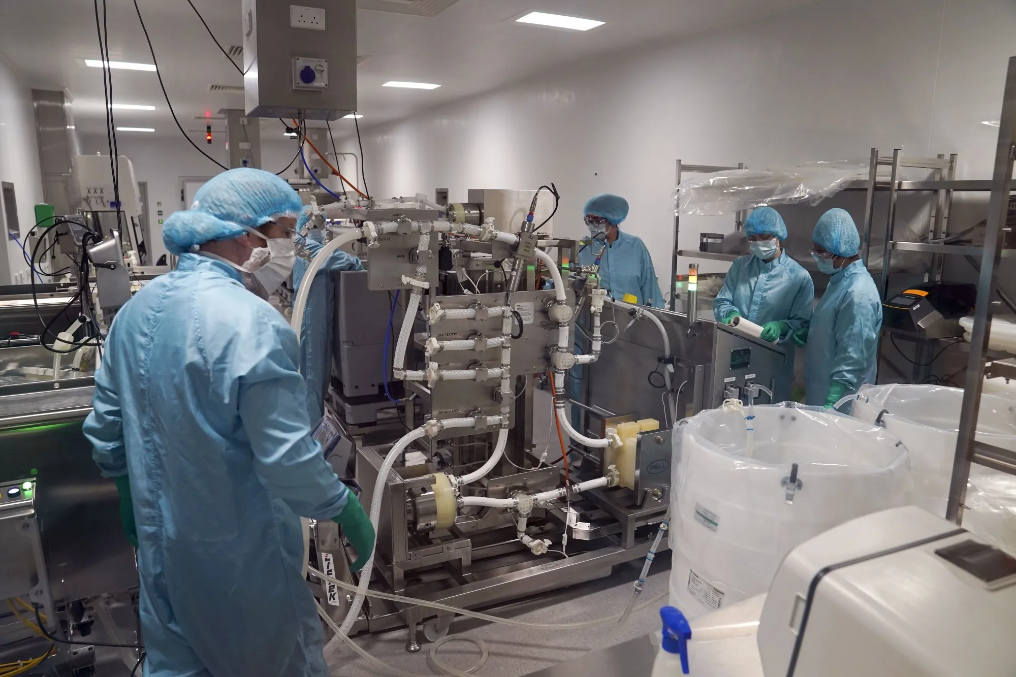 Staff work in a Oxford Biomedica&nbsp;laboratory&nbsp;in Oxford, UK.