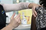 A healthcare worker administers a Covid-19 vaccine at a Vancouver clinic on March 4.