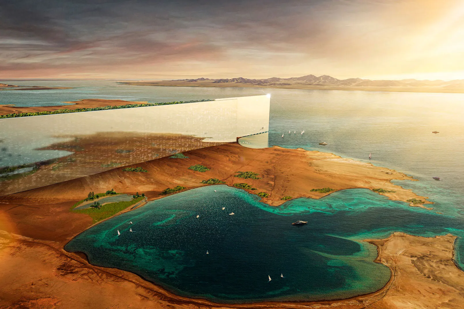 An artist rendering of the mirrored parallel buildings.