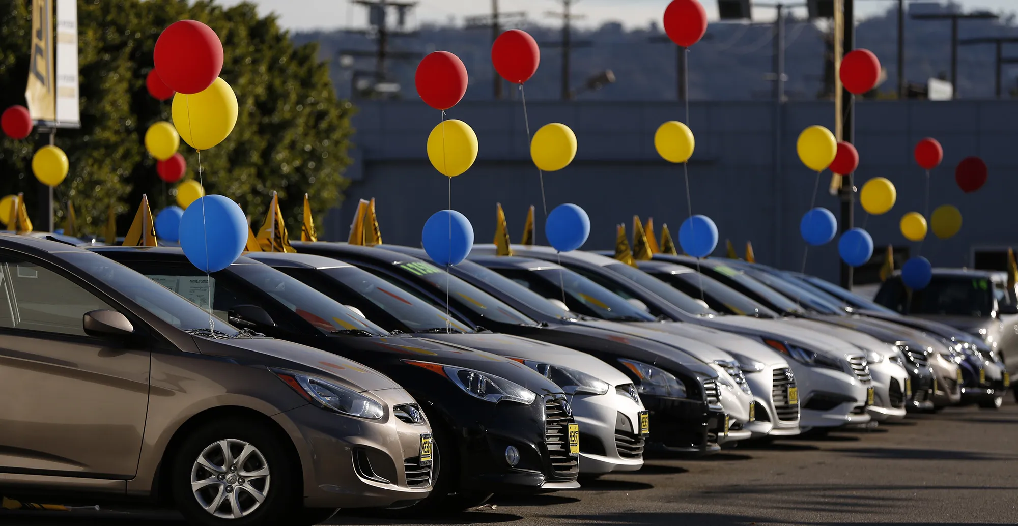 Vehicles sit on display in Los Angeles, California.&nbsp;