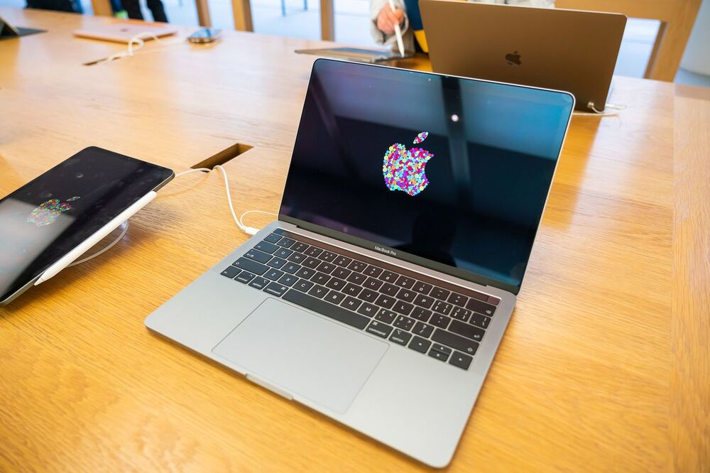 An MacBook Pro in an Apple retail store.